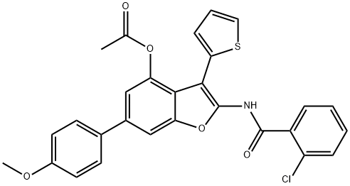 Benzamide, N-[4-(acetyloxy)-6-(4-methoxyphenyl)-3-(2-thienyl)-2-benzofuranyl]-2-chloro- Structure