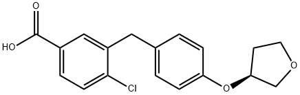 Benzoic acid, 4-chloro-3-[[4-[[(3S)-tetrahydro-3-furanyl]oxy]phenyl]methyl]- 구조식 이미지