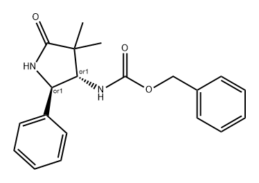 Carbamic acid, N-[(2R,3S)-4,4-dimethyl-5-oxo-2-phenyl-3-pyrrolidinyl]-, phenylmethyl ester, rel- 구조식 이미지