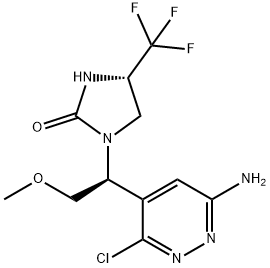 2-Imidazolidinone, 1-[(1S)-1-(6-amino-3-chloro-4-pyridazinyl)-2-methoxyethyl]-4-(trifluoromethyl)-, (4S)- Structure