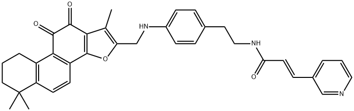 2-Propenamide, N-[2-[4-[[(6,7,8,9,10,11-hexahydro-1,6,6-trimethyl-10,11-dioxophenanthro[1,2-b]furan-2-yl)methyl]amino]phenyl]ethyl]-3-(3-pyridinyl)-, (2E)- Structure