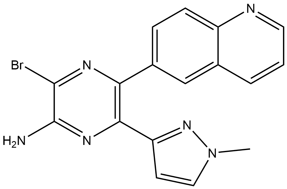 3-bromo-6-(1-methyl-1H-pyrazol-3-yl)-5-(quinolin-6-yl)pyrazin-2-amine Structure