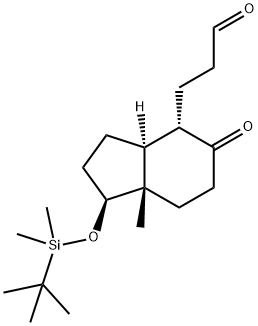 1H-Indene-4-propanal, 1-[[(1,1-dimethylethyl)dimethylsilyl]oxy]octahydro-7a-methyl-5-oxo-, (1S,3aS,4S,7aS)- Structure