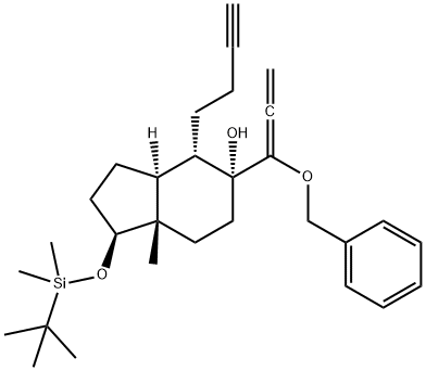 1H-Inden-5-ol, 4-(3-butyn-1-yl)-1-[[(1,1-dimethylethyl)dimethylsilyl]oxy]octahydro-7a-methyl-5-[1-(phenylmethoxy)-1,2-propadien-1-yl]-, (1S,3aS,4S,5R,7aS)- Structure