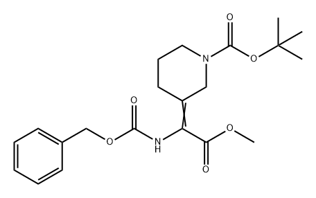 1-Piperidinecarboxylic acid, 3-[2-methoxy-2-oxo-1-[[(phenylmethoxy)carbonyl]amino]ethylidene]-, 1,1-dimethylethyl ester Structure