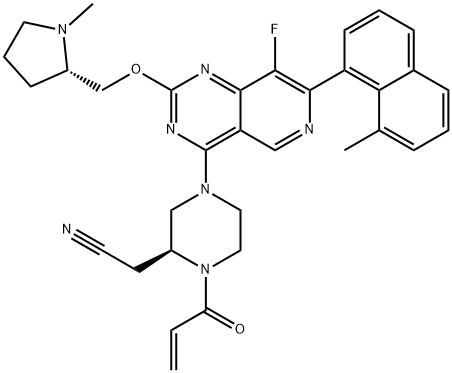 2-Piperazineacetonitrile, 4-[8-fluoro-7-(8-methyl-1-naphthalenyl)-2-[[(2S)-1-methyl-2-pyrrolidinyl]methoxy]pyrido[4,3-d]pyrimidin-4-yl]-1-(1-oxo-2-propen-1-yl)-, (2S)- 구조식 이미지