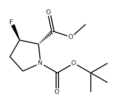 1,2-Pyrrolidinedicarboxylic acid, 3-fluoro-, 1-(1,1-dimethylethyl) 2-methyl ester, (2S,3R)- Structure