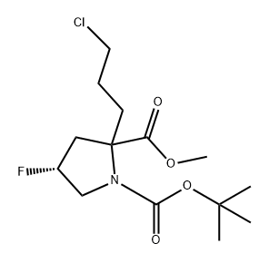 1,2-Pyrrolidinedicarboxylic acid, 2-(3-chloropropyl)-4-fluoro-, 1-(1,1-dimethylethyl) 2-methyl ester, (4R)- Structure