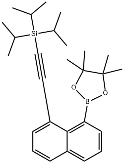 1,3,2-Dioxaborolane, 4,4,5,5-tetramethyl-2-[8-[2-[tris(1-methylethyl)silyl]ethynyl]-1-naphthalenyl]- 구조식 이미지