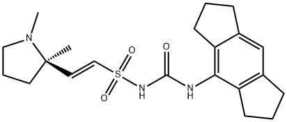 Ethenesulfonamide, 2-[(2R)-1,2-dimethyl-2-pyrrolidinyl]-N-[[(1,2,3,5,6,7-hexahydro-s-indacen-4-yl)amino]carbonyl]-, (1E)- Structure