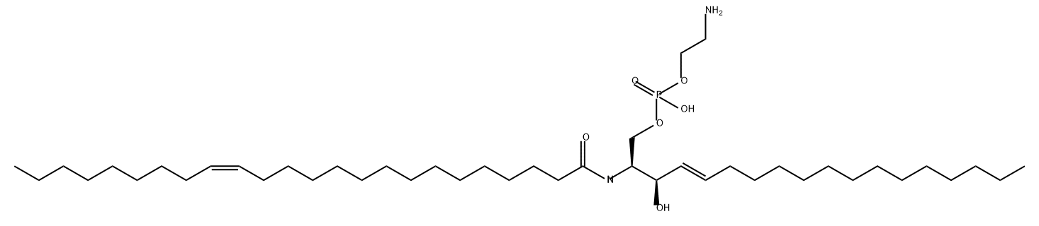 Phosphoric acid, mono(2-aminoethyl) mono[(2S,3R,4E)-3-hydroxy-2-[[(15Z)-1-oxo-15-tetracosen-1-yl]amino]-4-octadecen-1-yl] ester Structure