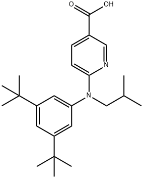 3-Pyridinecarboxylic acid, 6-[[3,5-bis(1,1-dimethylethyl)phenyl](2-methylpropyl)amino]- Structure