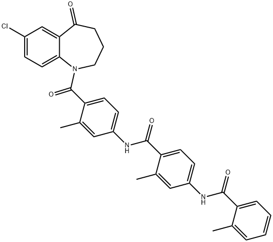 Benzamide, N-[4-[(7-chloro-2,3,4,5-tetrahydro-5-oxo-1H-1-benzazepin-1-yl)carbonyl]-3-methylphenyl]-2-methyl-4-[(2-methylbenzoyl)amino]- Structure