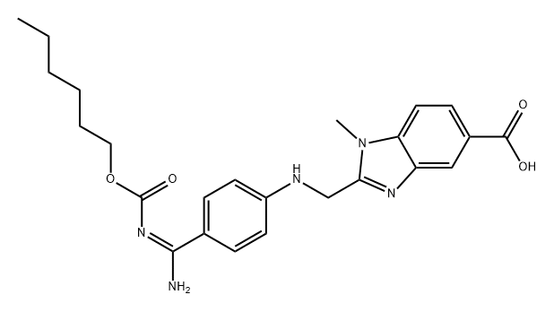 1H-Benzimidazole-5-carboxylic acid, 2-[[[4-[(E)-amino[[(hexyloxy)carbonyl]imino]methyl]phenyl]amino]methyl]-1-methyl- 구조식 이미지