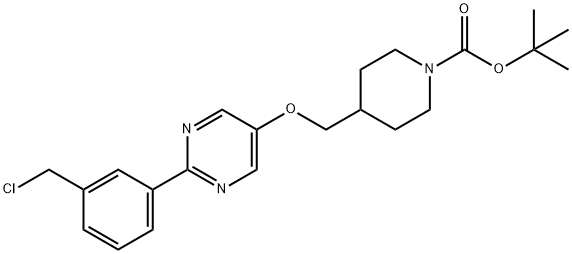 1-Piperidinecarboxylic acid, 4-[[[2-[3-(chloromethyl)phenyl]-5-pyrimidinyl]oxy]methyl]-, 1,1-dimethylethyl ester Structure