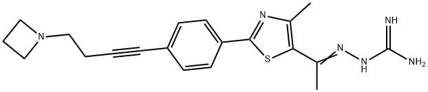 Hydrazinecarboximidamide, 2-[1-[2-[4-[4-(1-azetidinyl)-1-butyn-1-yl]phenyl]-4-methyl-5-thiazolyl]ethylidene]- Structure