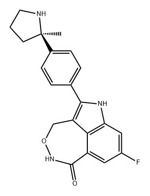 Pyrrolo[4,3,2-ef][3,2]benzoxazepin-6(5H)-one, 8-fluoro-1,3-dihydro-2-[4-[(2R)-2-methyl-2-pyrrolidinyl]phenyl]- Structure