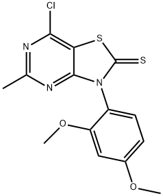 Thiazolo[4,5-d]pyrimidine-2(3H)-thione, 7-chloro-3-(2,4-dimethoxyphenyl)-5-methyl- Structure