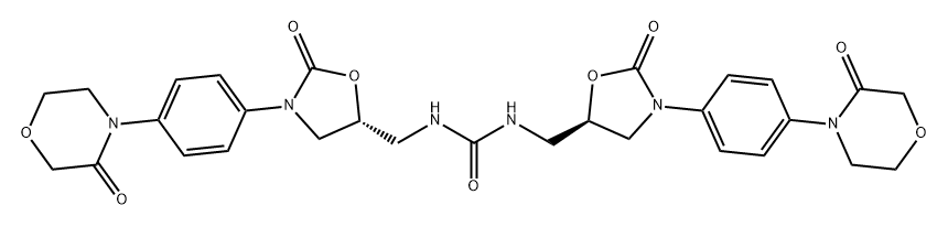 Urea, N,N'-bis[[(5R)-2-oxo-3-[4-(3-oxo-4-morpholinyl)phenyl]-5-oxazolidinyl]methyl]- 구조식 이미지