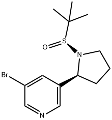 3-bromo-5-((S)-1-((S)-tert-butylsulfinyl)pyrrolidin-2-yl)pyridine Structure