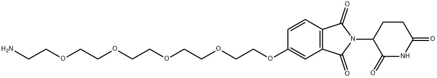 1H-Isoindole-1,3(2H)-dione, 5-[(14-amino-3,6,9,12-tetraoxatetradec-1-yl)oxy]-2-(2,6-dioxo-3-piperidinyl)- 구조식 이미지