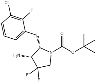 1,1-Dimethylethyl (2S,3R)-3-amino-2-[(3-chloro-2-fluorophenyl)methyl]-4,4-difluoro-1-pyrrolidinecarboxylate Structure