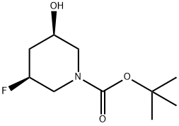 1-Piperidinecarboxylic acid, 3-fluoro-5-hydroxy-, 1,1-dimethylethyl ester, (3S,5R)- Structure