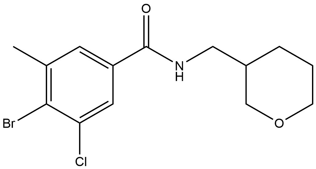 4-Bromo-3-chloro-5-methyl-N-[(tetrahydro-2H-pyran-3-yl)methyl]benzamide Structure