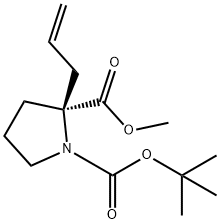1,2-Pyrrolidinedicarboxylic acid, 2-(2-propen-1-yl)-, 1-(1,1-dimethylethyl) 2-methyl ester, (2S)- Structure