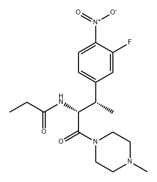 Propanamide, N-[(1R,2S)-2-(3-fluoro-4-nitrophenyl)-1-[(4-methyl-1-piperazinyl)carbonyl]propyl]- 구조식 이미지