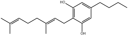 1,3-Benzenediol, 5-butyl-2-[(2E)-3,7-dimethyl-2,6-octadien-1-yl]- 구조식 이미지