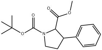 1,2-Pyrrolidinedicarboxylic acid, 3-phenyl-, 1-(1,1-dimethylethyl) 2-methyl ester Structure