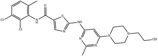 5-Thiazolecarboxamide, N-(2,3-dichloro-6-methylphenyl)-2-[[6-[4-(2-hydroxyethyl)-1-piperazinyl]-2-methyl-4-pyrimidinyl]amino]- 구조식 이미지