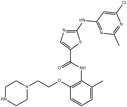 5-Thiazolecarboxamide, 2-[(6-chloro-2-methyl-4-pyrimidinyl)amino]-N-[2-methyl-6-[2-(1-piperazinyl)ethoxy]phenyl]- Structure