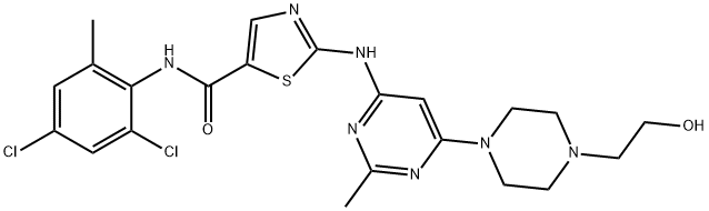 5-Thiazolecarboxamide, N-(2,4-dichloro-6-methylphenyl)-2-[[6-[4-(2-hydroxyethyl)-1-piperazinyl]-2-methyl-4-pyrimidinyl]amino]- Structure