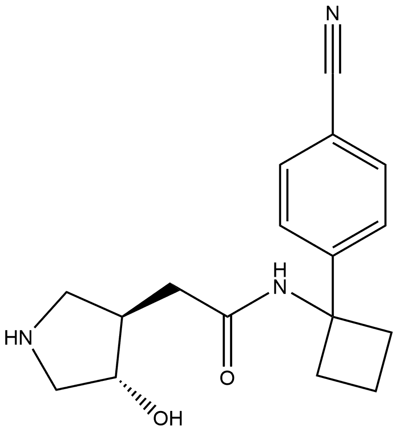 rel-(3R,4S)-N-1-(4-Cyanophenyl)cyclobutyl-4-hydroxy-3-pyrrolidineacetamide Structure