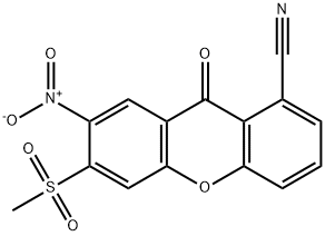 9H-Xanthene-1-carbonitrile, 6-(methylsulfonyl)-7-nitro-9-oxo- 구조식 이미지