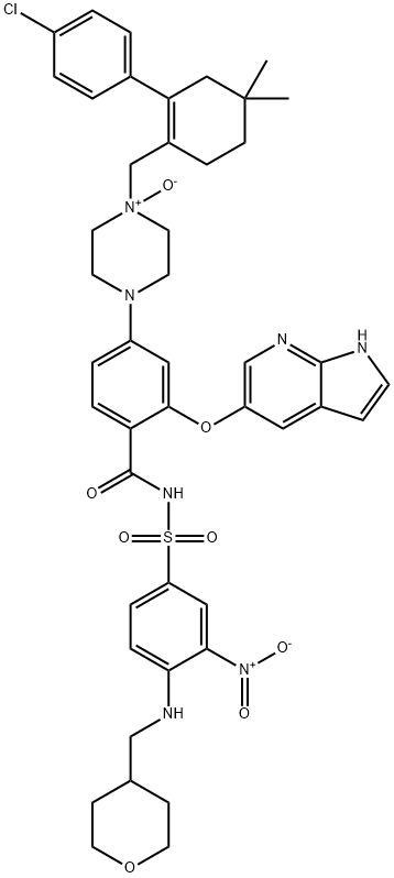 Benzamide, 4-[4-[[2-(4-chlorophenyl)-4,4-dimethyl-1-cyclohexen-1-yl]methyl]-4-oxido-1-piperazinyl]-N-[[3-nitro-4-[[(tetrahydro-2H-pyran-4-yl)methyl]amino]phenyl]sulfonyl]-2-(1H-pyrrolo[2,3-b]pyridin-5-yloxy)- Structure