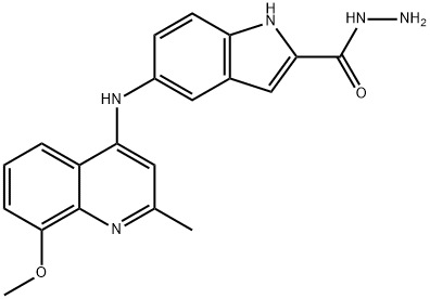 1H-?Indole-?2-?carboxylic acid, 5-?[(8-?methoxy-?2-?methyl-?4-?quinolinyl)?amino]?-?, hydrazide Structure