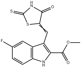 1H-Indole-2-carboxylic acid, 5-fluoro-3-[(4-oxo-2-thioxo-5-thiazolidinylidene)methyl]-, methyl ester Structure