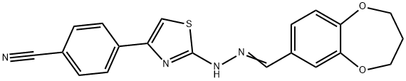 Benzonitrile, 4-[2-[2-[(3,4-dihydro-2H-1,5-benzodioxepin-7-yl)methylene]hydrazinyl]-4-thiazolyl]- Structure