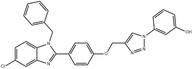 Phenol, 3-[4-[[4-[5-chloro-1-(phenylmethyl)-1H-benzimidazol-2-yl]phenoxy]methyl]-1H-1,2,3-triazol-1-yl]- Structure