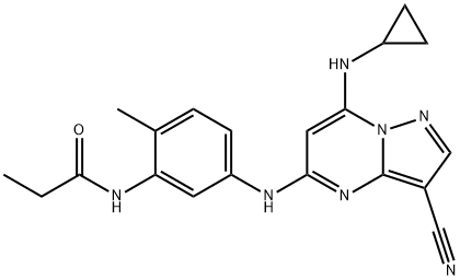 Propanamide, N-[5-[[3-cyano-7-(cyclopropylamino)pyrazolo[1,5-a]pyrimidin-5-yl]amino]-2-methylphenyl]- Structure