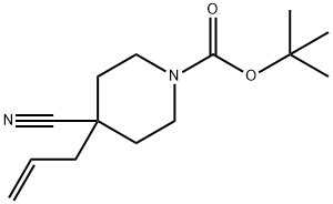 1-Piperidinecarboxylic acid, 4-cyano-4-(2-propen-1-yl)-, 1,1-dimethylethyl ester 구조식 이미지