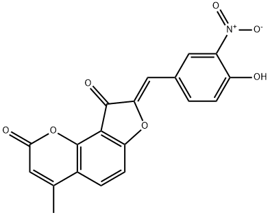 2H-Furo[2,3-h]-1-benzopyran-2,9(8H)-dione, 8-[(4-hydroxy-3-nitrophenyl)methylene]-4-methyl-, (8Z)- Structure