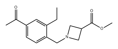 3-Azetidinecarboxylic acid, 1-[(4-acetyl-2-ethylphenyl)methyl]-, methyl ester Structure