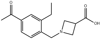 3-Azetidinecarboxylic acid, 1-[(4-acetyl-2-ethylphenyl)methyl]- 구조식 이미지