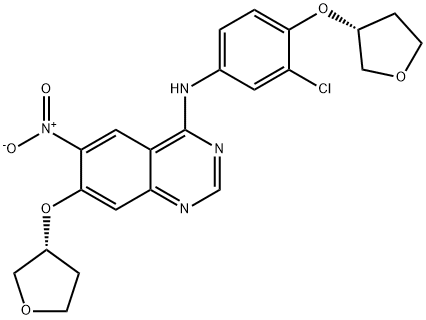 4-Quinazolinamine, N-[3-chloro-4-[[(3R)-tetrahydro-3-furanyl]oxy]phenyl]-6-nitro-7-[[(3R)-tetrahydro-3-furanyl]oxy]- Structure