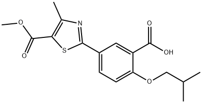 5-Thiazolecarboxylic acid, 2-[3-carboxy-4-(2-methylpropoxy)phenyl]-4-methyl-, 5-methyl ester Structure