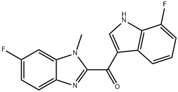 Methanone, (7-fluoro-1H-indol-3-yl)(6-fluoro-1-methyl-1H-benzimidazol-2-yl)- Structure